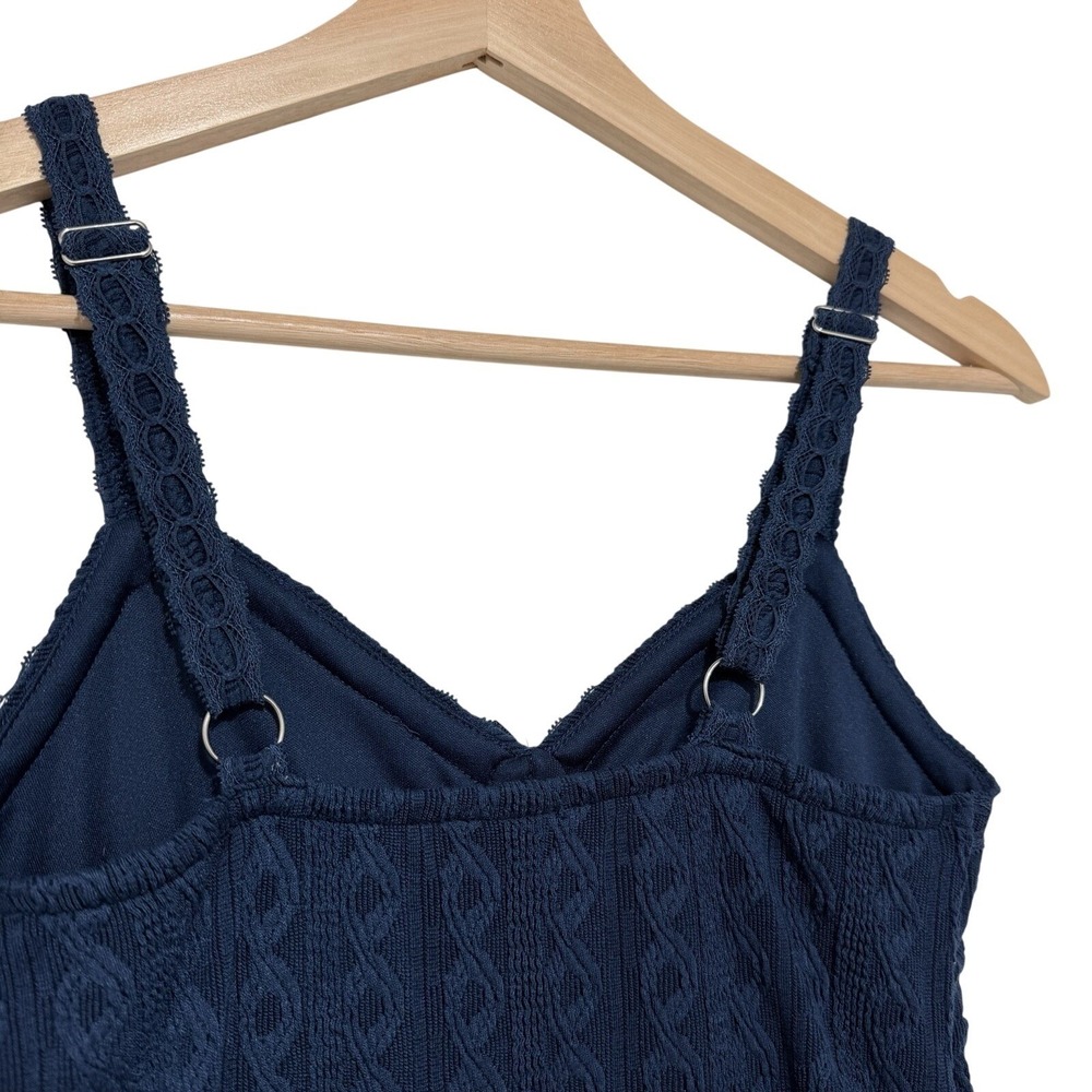 Short Lace Knit Mini Dress Navy Blue XS Y2K Soft Girl Date‎ Night - Picture 6 of 9